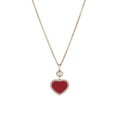 79A074-5801 | Chopard Happy Hearts Rose Gold Diamond Red Stone Pendant