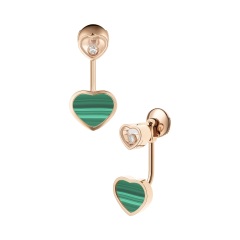 Chopard Happy Hearts Rose Gold Malachite Diamond Earrings 83A082-5102