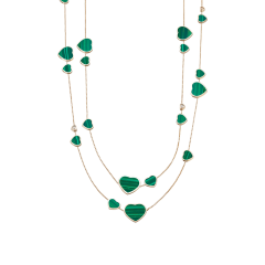 Chopard Happy Hearts Rose Gold Malachite Diamond Necklace 817482-5103
