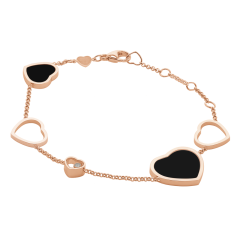 857482-5021 | Buy Online Chopard Happy Hearts Rose Gold Onyx Bracelet