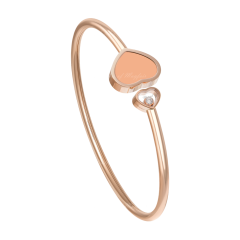 Chopard Happy Hearts Rose Gold Pink Stone Diamond Bangle Size S 857482-5602