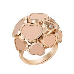 Chopard Happy Hearts Rose Gold Pink Stone Diamond Ring Size 52 827482-5609