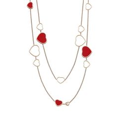 817482-5801 Chopard Happy Hearts Rose Gold Red Stone Diamond Necklace