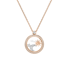 Chopard Happy Sun, Moon, and Stars Rose Gold Diamond Pave Pendant 799434-5401