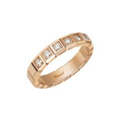 Chopard Ice Cube Pure Rose Gold Diamond Half-Set Ring Size 52 829834-5038