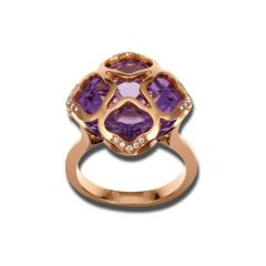 829726-5009 |Chopard IMPERIALE Rose Gold Amethyst Diamond Ring Size 52