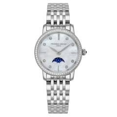 FC-206MPWD1SD6B | Frederique Constant Slimline Moonphase Diamond Steel 30 mm watch. Buy Online

