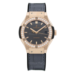 581.OX.7081.LR.1104 | Hublot Classic Fusion Racing Grey King Gold Diamonds 33mm watch. Buy Online