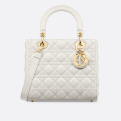 M0565ONGE_M030 | Dior Medium Lady Dior Latte Cannage Lambskin Leather and Gold Hardware Handbag | Buy Now. Best Price 
