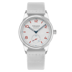 744 | Nomos Club Neomatik Siren White Grey Textile 37 mm watch. Buy Online