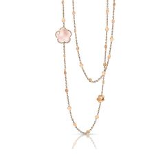 Pasquale Bruni Bon Ton Rose Gold Pink Quartz Diamond Necklace 15624R