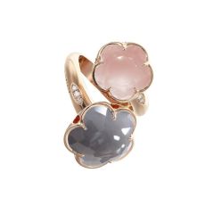 15089R|Pasquale Bruni Bon Ton Rose Gold Agate Pink Quartz Diamond Ring