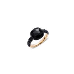 PAB1040_O7000_DBKON|Pomellato Capri Rose Gold Onyx Diamond Ring Size 54