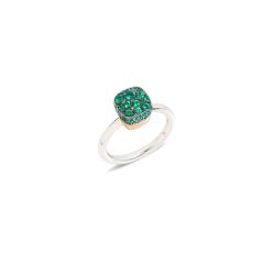 A.B501/O6/SM | Pomellato Nudo White and Rose Gold Emerald Ring Size 53