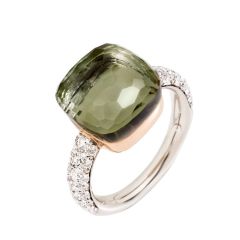 PAB4010_O6000_DB0PA | Pomellato Nudo Rose and White Gold Prasiolite Diamond Ring