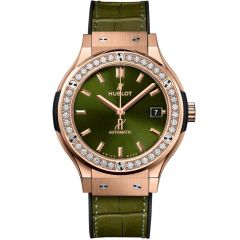 Hublot Classic Fusion King Gold Green Diamonds 38 mm 565.OX.8980.LR.1204