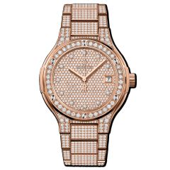 Hublot Classic Fusion King Gold Full Pave Bracelet 38 mm 568.OX.9000.OX.3604