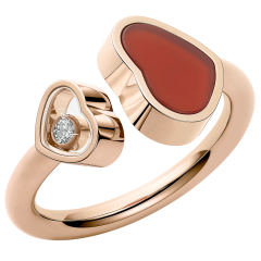 Chopard Happy Hearts Rose Gold Carnelian Diamond Ring Size 52/53 829482-5830