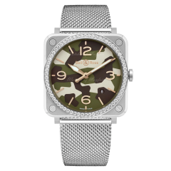 Bell & Ross BR S Green Camo Diamonds Quartz 39 mm BRS-CK-ST-LGD/SST