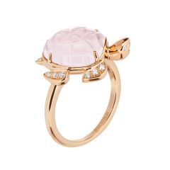 Boucheron Honu Rose Gold Diamond Quartz Ring JRG02028