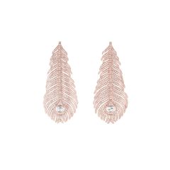 Boucheron Plume de Paon Rose Gold Diamond Earrings JCO01236