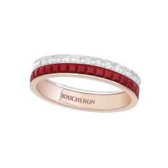 Boucheron Quatre Pink and White Gold and Red Ceramic Diamond Ring JAL00265