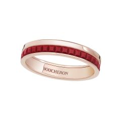 Boucheron Quatre Pink Gold and Red Ceramic Ring JAL00264