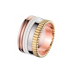 Boucheron Quatre Pink, White, and Yellow Gold and White Ceramic Ring JRG01598