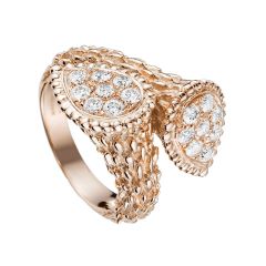 Boucheron Serpent Boheme Diamants Pink Gold Diamond Ring JRG02675