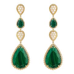 Boucheron Serpent Boheme Pink Gold Diamond Malachite Earrings JCO01280