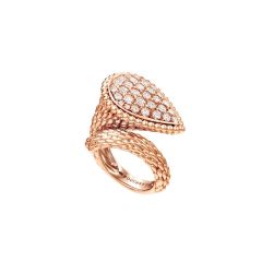 Boucheron Serpent Boheme Rose Gold Diamond L Motif Ring JRG02637