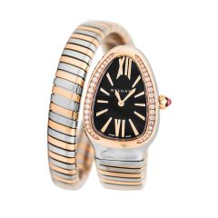 BVLGARI Serpenti Tubogas Steel & Pink Gold Quartz 35 mm 102098