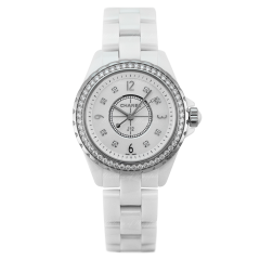 H3110 | Chanel J12 White Ceramic Diamond bezel 33mm watch. Buy Online