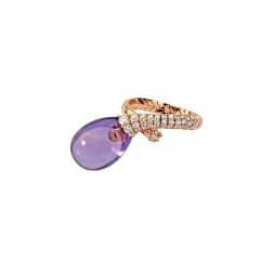 Chantecler Joyful Pink Gold Diamond Amethyst Ring C.30354