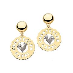 Chantecler Logo White and Yellow Gold Diamond Earrings C.23188