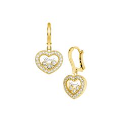 Chopard Happy Diamonds Icons Yellow Gold Diamond Pave Earrings 83A611-0401