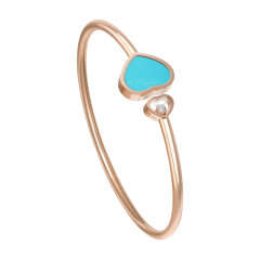 Chopard Happy Hearts Rose Gold Turquoise Diamond Bangle Size M 857482-5403