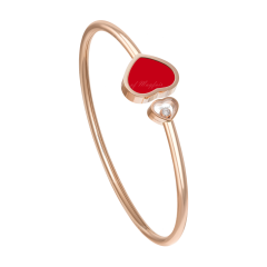 Chopard Happy Hearts Rose Gold Red Stone Diamond Bangle Size M 857482-5703