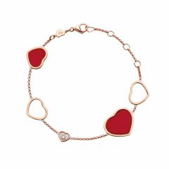 Chopard Happy Hearts Rose Gold Red Stone Diamond Bracelet 857482-5081