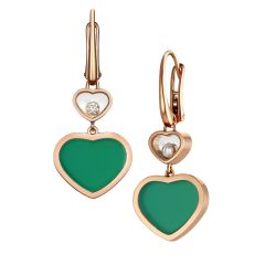 Chopard Happy Hearts Rose Gold Agate Diamond Earrings 837482-5011