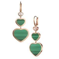 Chopard Happy Hearts Rose Gold Malachite Earrings 837482-5113