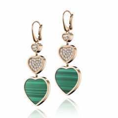 Chopard Happy Hearts Rose Gold Malachite Earrings 837482-5114