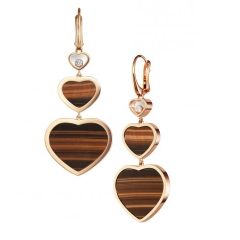 Chopard Happy Hearts Rose Gold Tiger's Eye Earrings 837482-5203