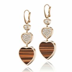 Chopard Happy Hearts Rose Gold Tiger's Eye Earrings 837482-5204