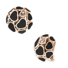 Chopard Happy Hearts Rose Gold Onyx Earrings 847482-5201