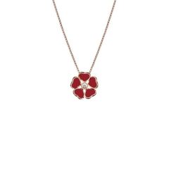 Chopard Happy Hearts Flower Rose Gold Red Stone Diamond Pendant 79A085-5811