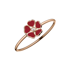 Chopard Happy Hearts Flowers Rose Gold Red Stone Bangle Size XS 85A085-5801