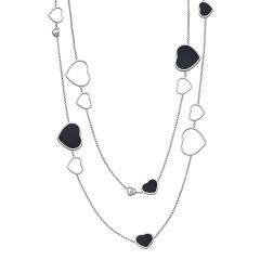 Chopard Happy Hearts White Gold Onyx Diamond Necklace 817482-1201