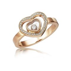 Chopard Happy Hearts Rose Gold Diamond Pave Ring Size 52 827691-5018