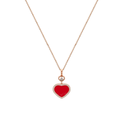 79A074-5801 | Chopard Happy Hearts Rose Gold Diamond Red Stone Pendant